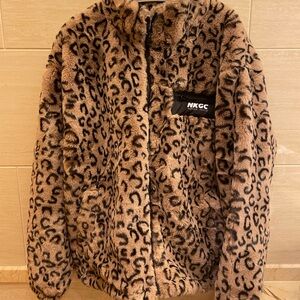 NKGC Leopard Print Faux Fur Jacket